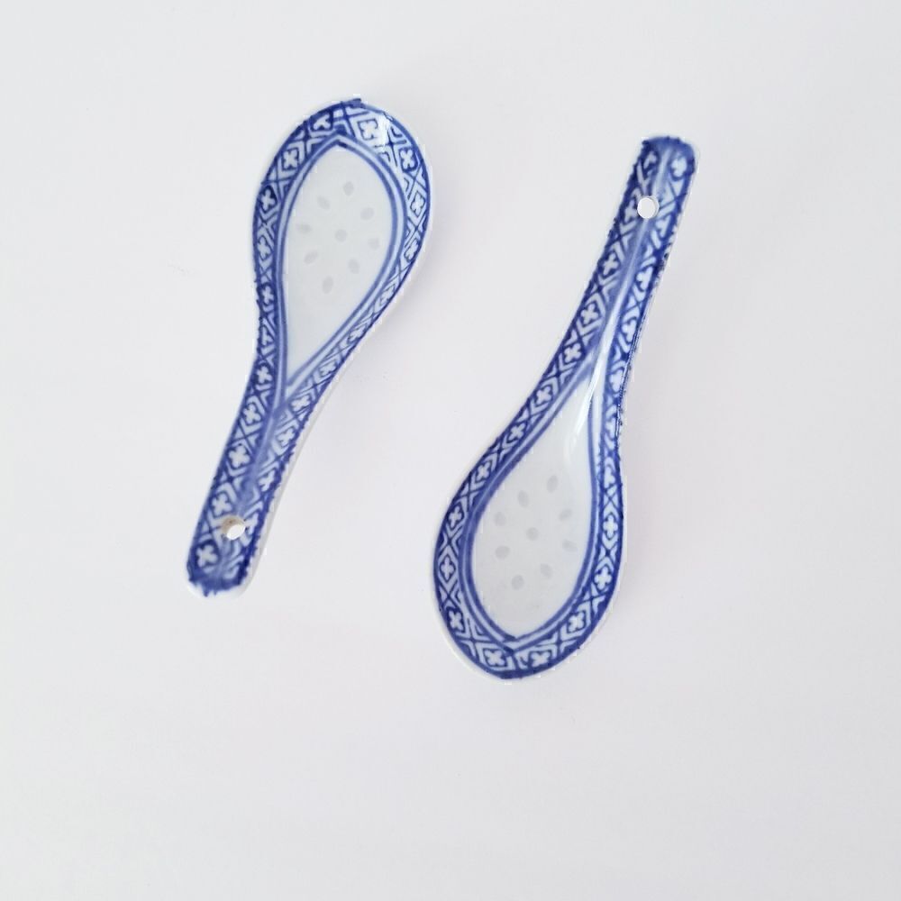 Vintage Chinese ceramic rice spoons